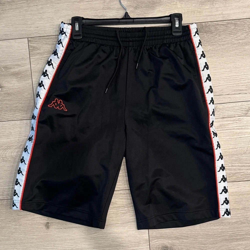 Kappa Black Shorts with Red and White Trim